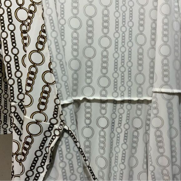 NEW Banana Republic White/Gold Jersey Wrap Dress, Chain Link Print,Medium, $99 - Picture 5 of 12